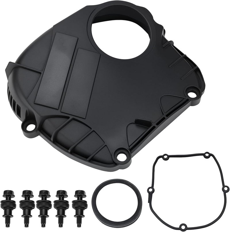 C-Tzu Engine Upper Timing Chain Cover with Gasket Compatible with 2008-2017 Audi A3 A4 A5 A6 Q5 TT, VW Beetle, Jetta, Golf, Passat, Tiguan - Replaces 06H103269H, 06H103269L, 06H103269G, Black - Image 1